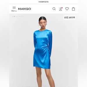 MANGO blue satin dress